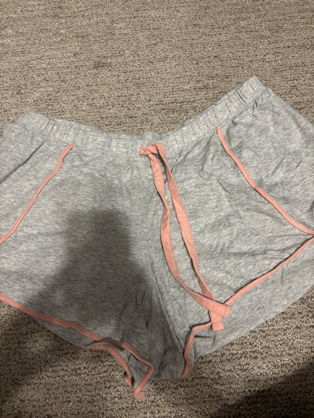 Cacique Gray Lounge Shorts with Pink Trim